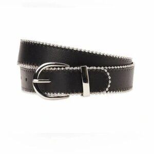 Madden NYC Women's PU Belt with Ball Chain Edge Black Size Large